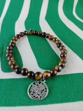 Cargar imagen en el visor de la galería, Pulsera Ojo de Tigre Doble Proteccion + Tetragramaton 6 mm