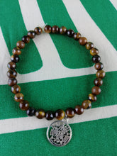Cargar imagen en el visor de la galería, Pulsera Ojo de Tigre Doble Proteccion + Tetragramaton 6 mm