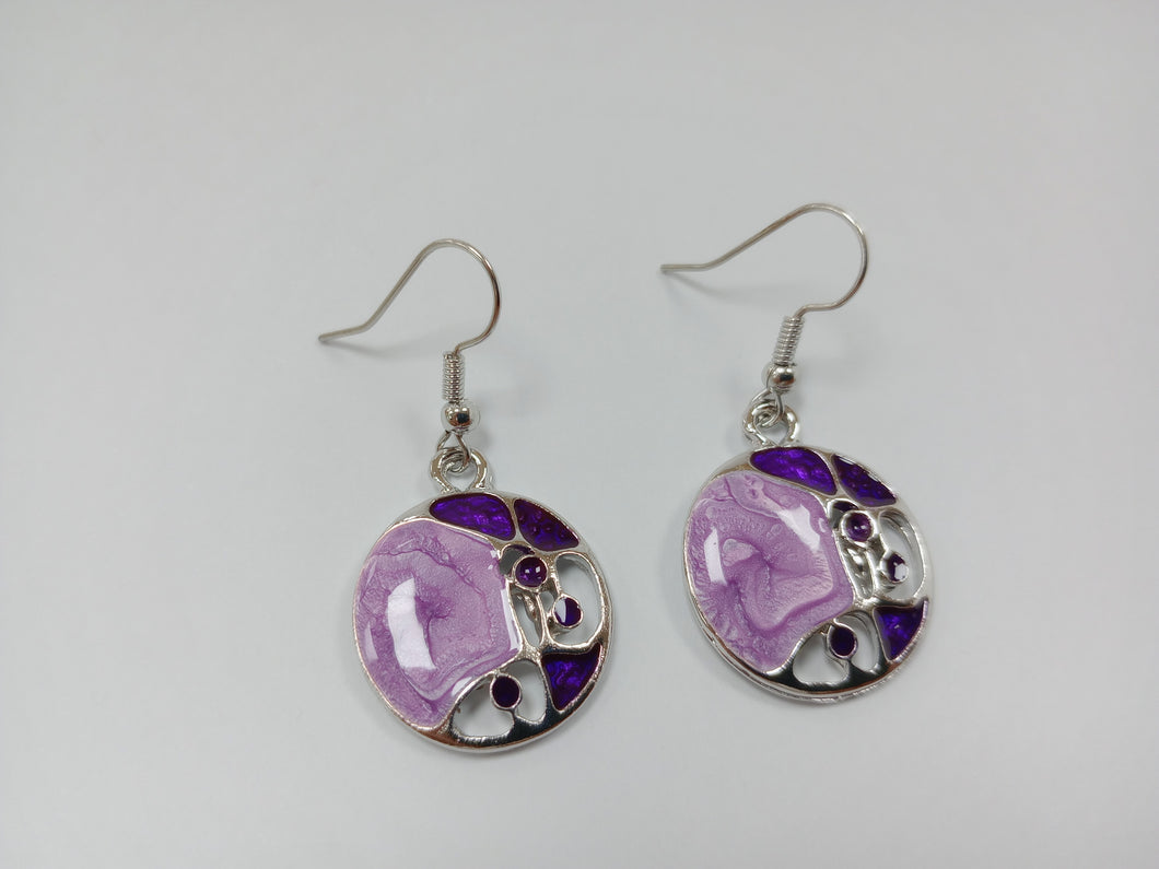 Pendientes Gaudi Circulo Lilas Bicolor