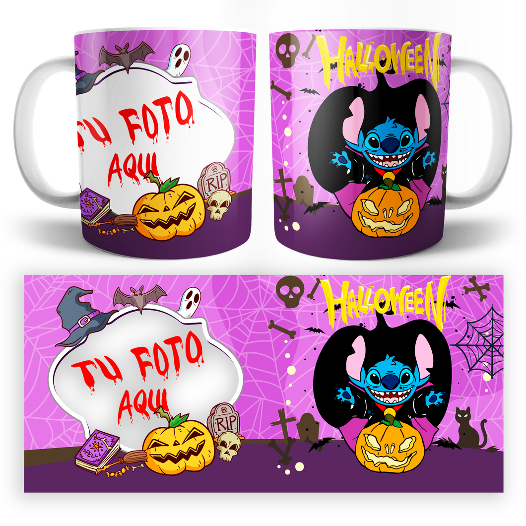 Taza Stitch Halloween Personalizable