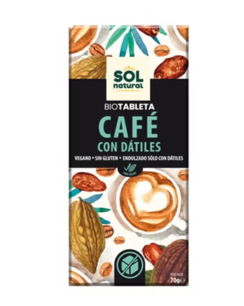 Chocolate vegano de café con dátiles Bio