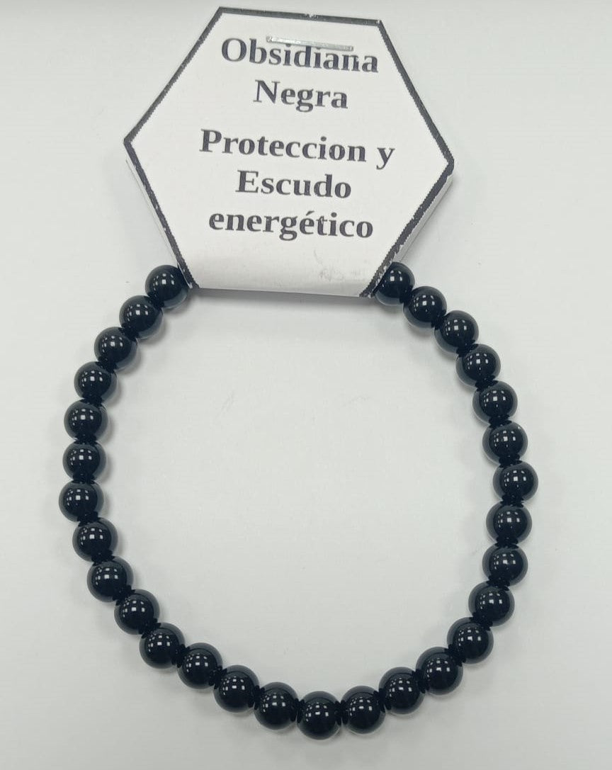 Pulsera Obsidiana Negra 6 mm