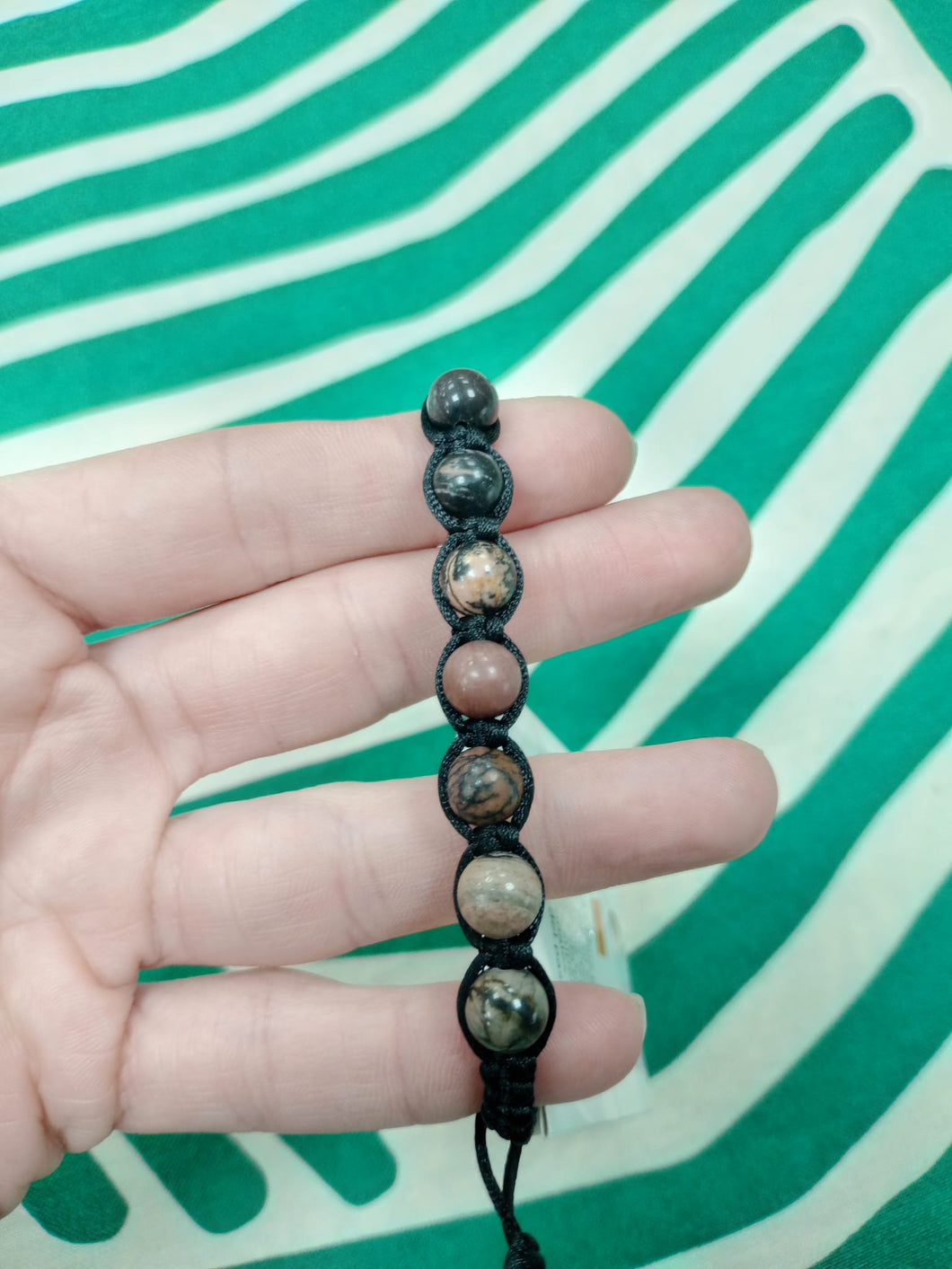 Pulsera Macrame de Rodonita 8 mm