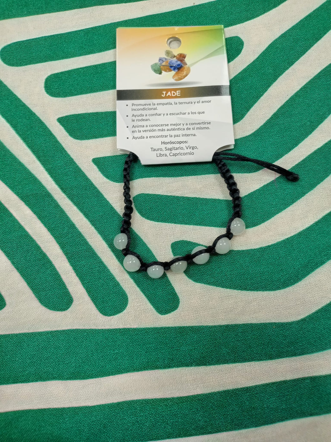 Pulsera Macrame de Jade Blanco 8 mm
