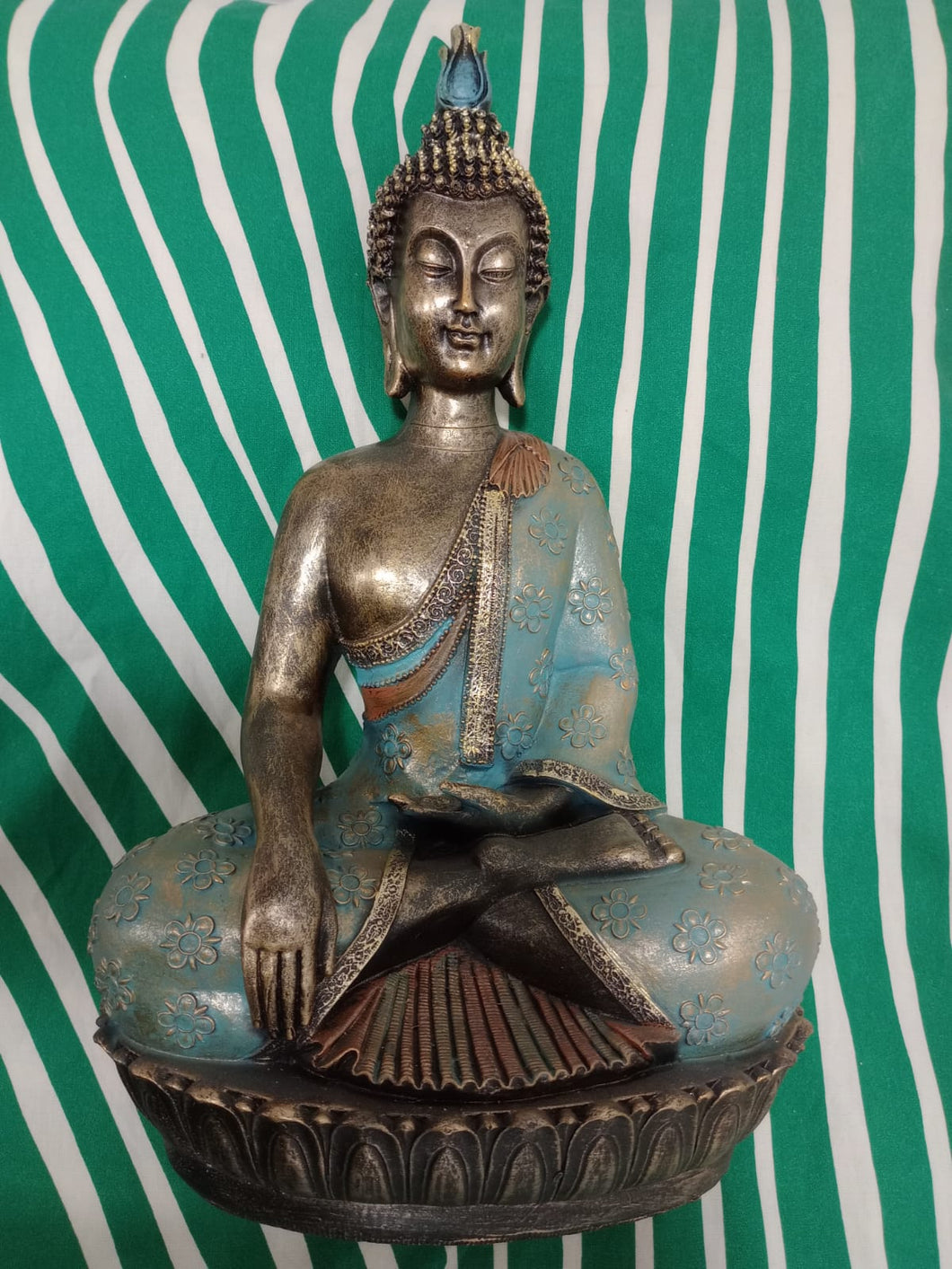 Buda Tailandes Resina Azul Turquesa