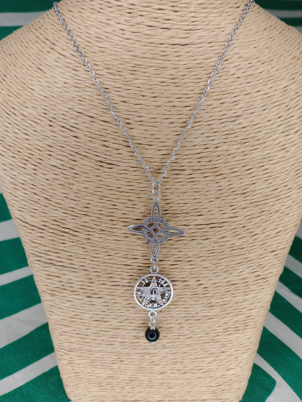 Colgante Doble Proteccion Onix Plata