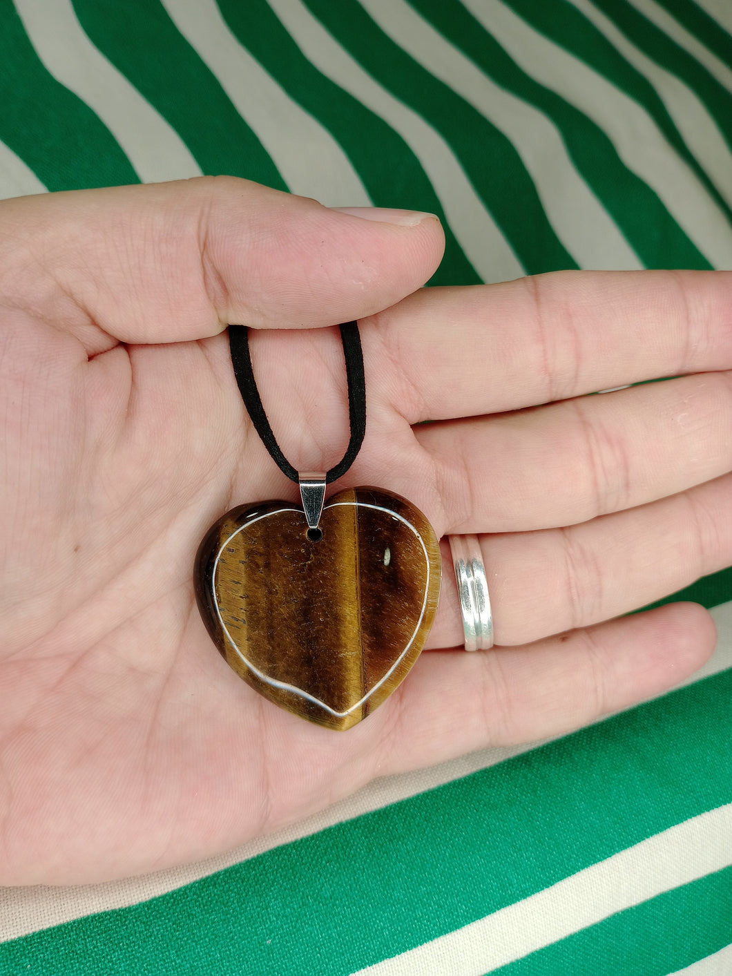 Colgante Gran Corazón  Ojo de Tigre Mod. 1