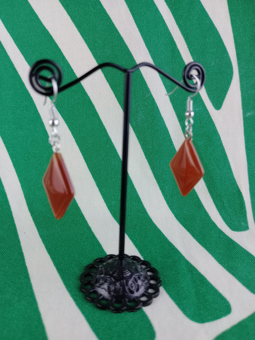 Pendientes Carneola o Agata Roja Rombo