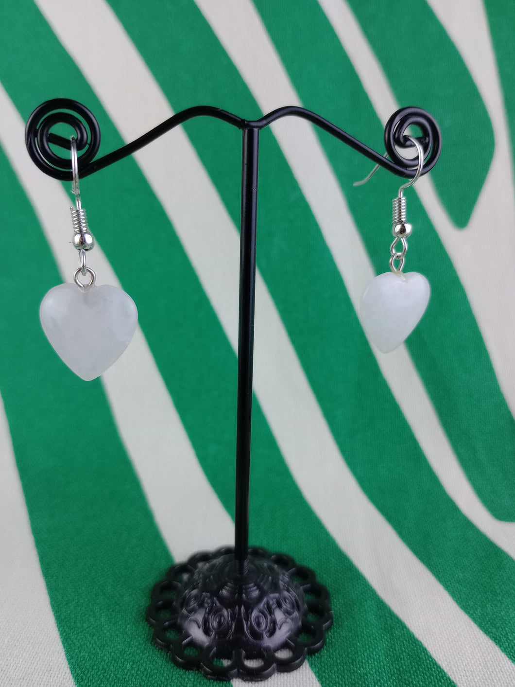 Pendientes Corazon Cuarzo Rosa