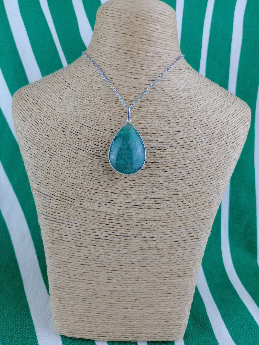 Colgante Cuarzo Verde Plata Lagrima Mod. 1