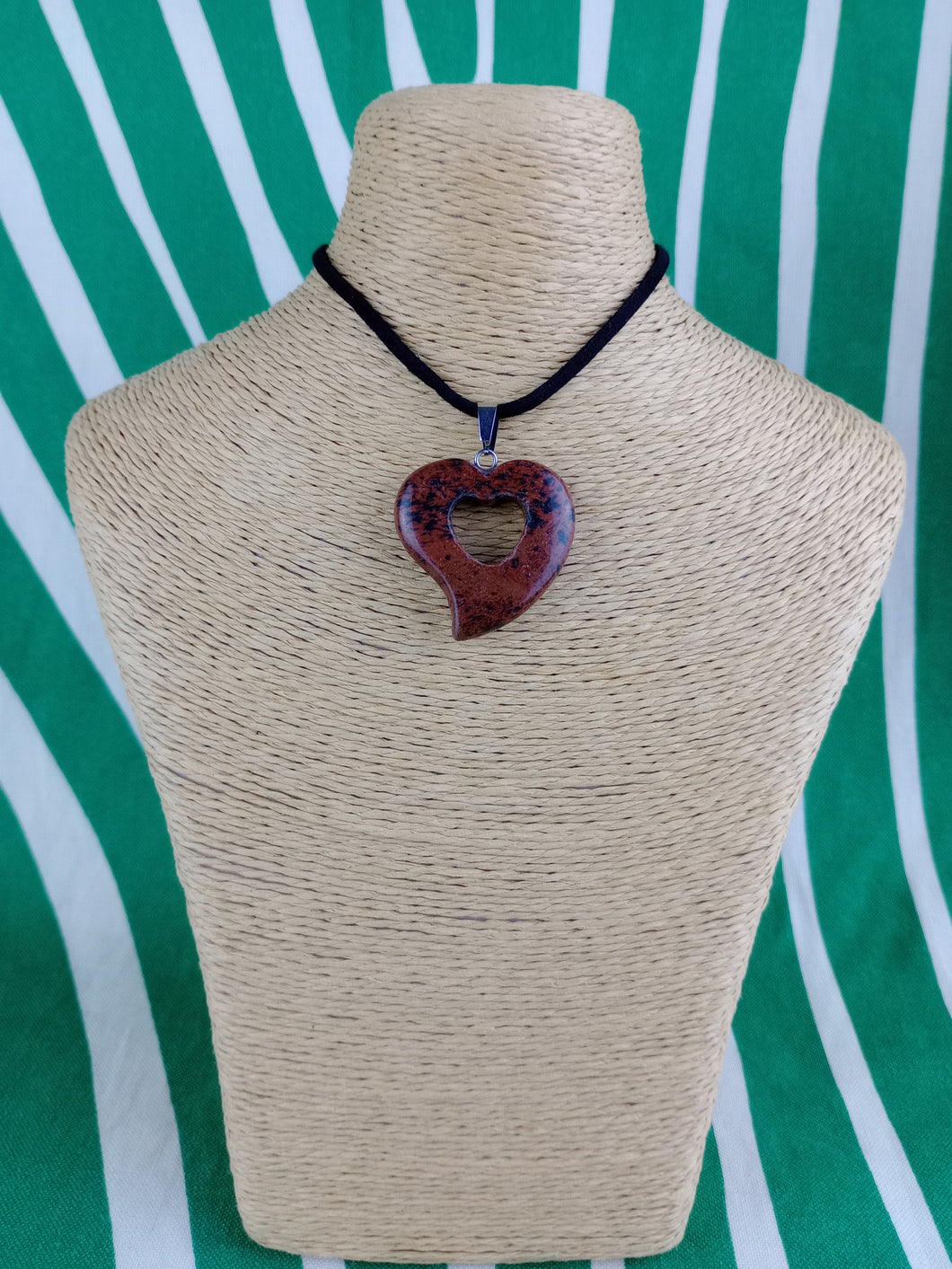 Colgante Corazon Tallado Obsidiana Caoba Mod 6