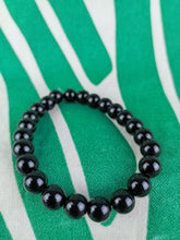 Cargar imagen en el visor de la galería, Pulsera Elástica Obsidiana Negra  8 mm
