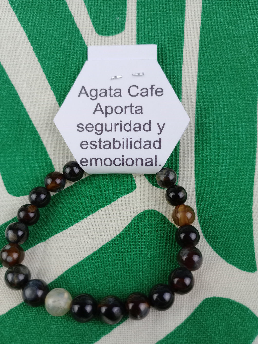 ﻿Pulsera Elástica Ágata Cafe 8 mm