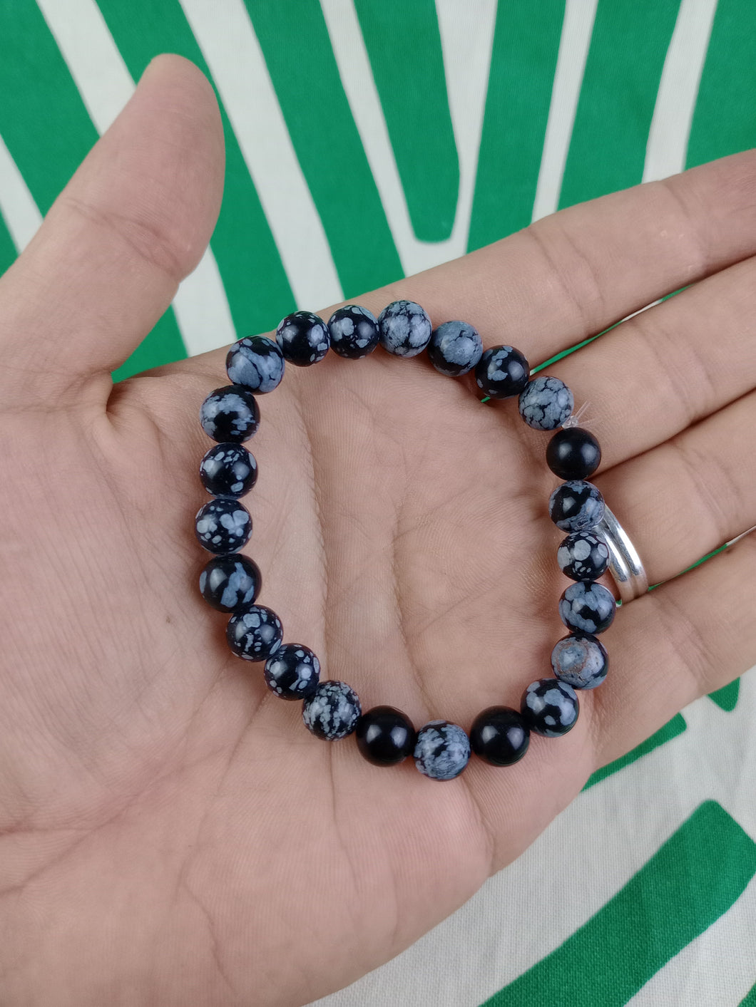 Pulsera Elástica Obsidiana nevada 8 mm