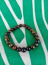 Cargar imagen en el visor de la galería, Pulsera de Ojo de Tigre Tricolor 8 mm
