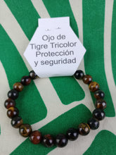 Cargar imagen en el visor de la galería, Pulsera de Ojo de Tigre Tricolor 8 mm
