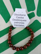 Cargar imagen en el visor de la galería, Pulsera Elástica Obsidiana Caoba 8 mm

