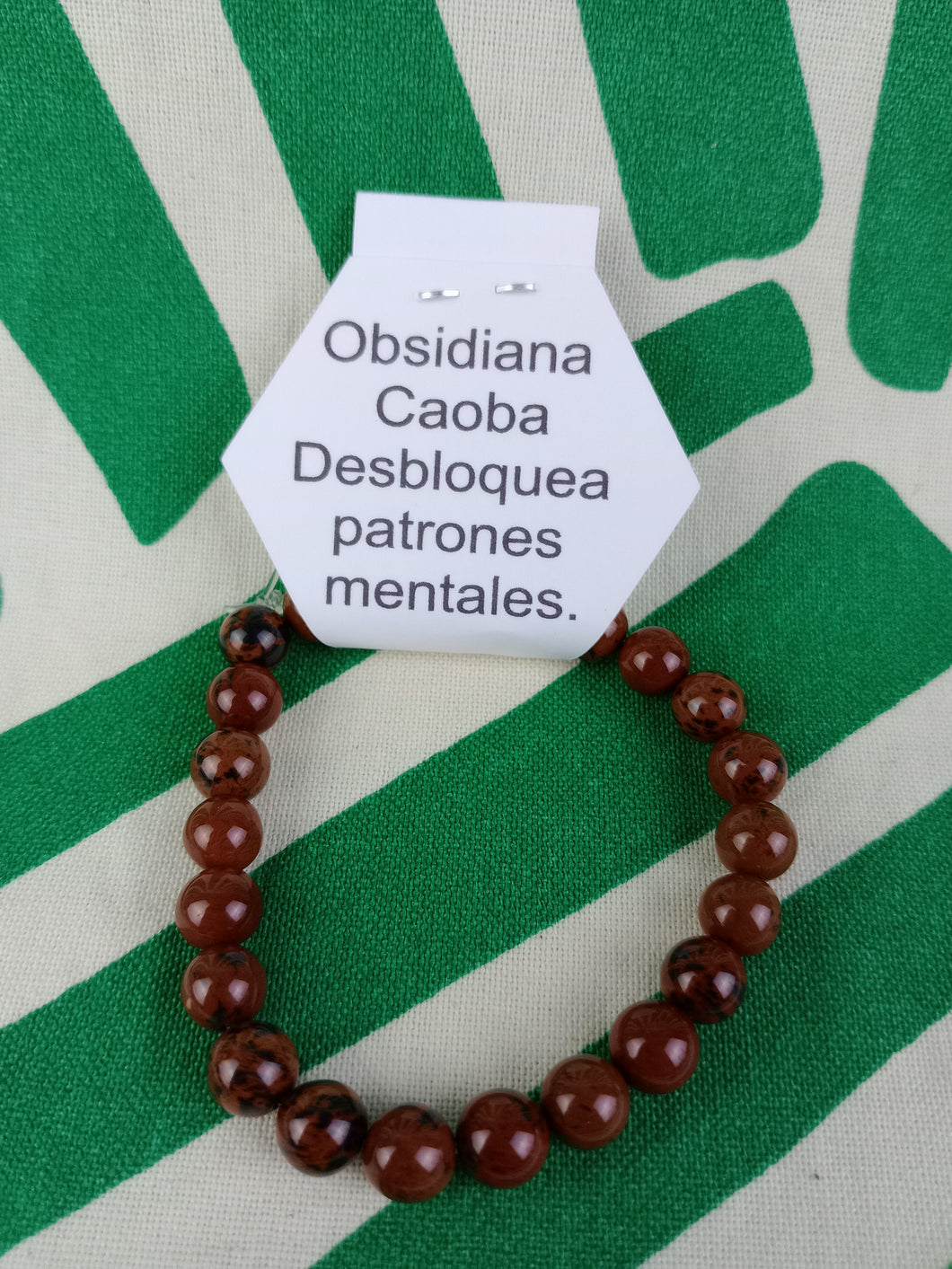 Pulsera Elástica Obsidiana Caoba 8 mm