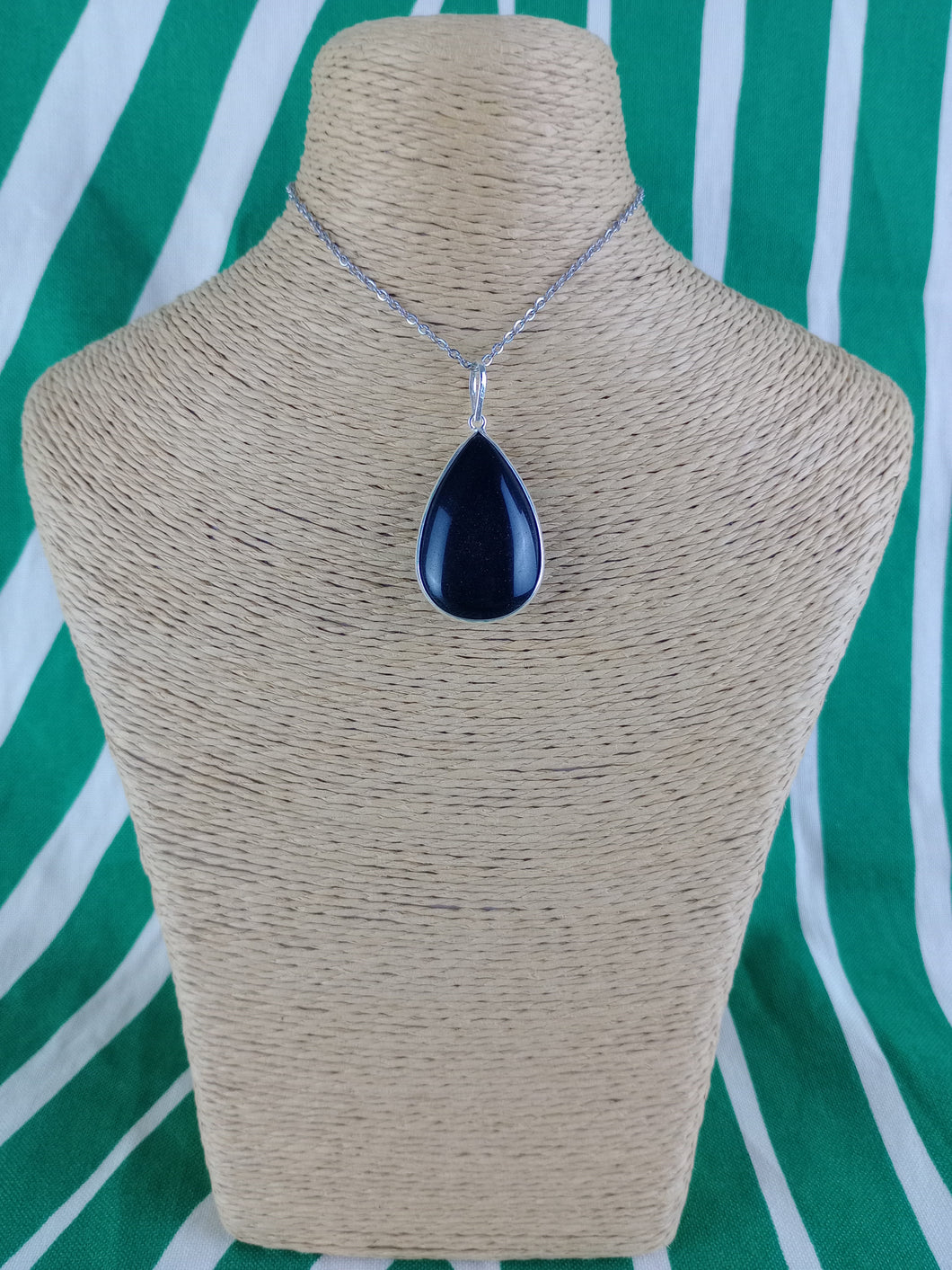 Colgante Obsidiana Negra Plata Lagrima