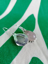 Cargar imagen en el visor de la galería, Pendientes Cuarzo Rosa Lagrima Plata
