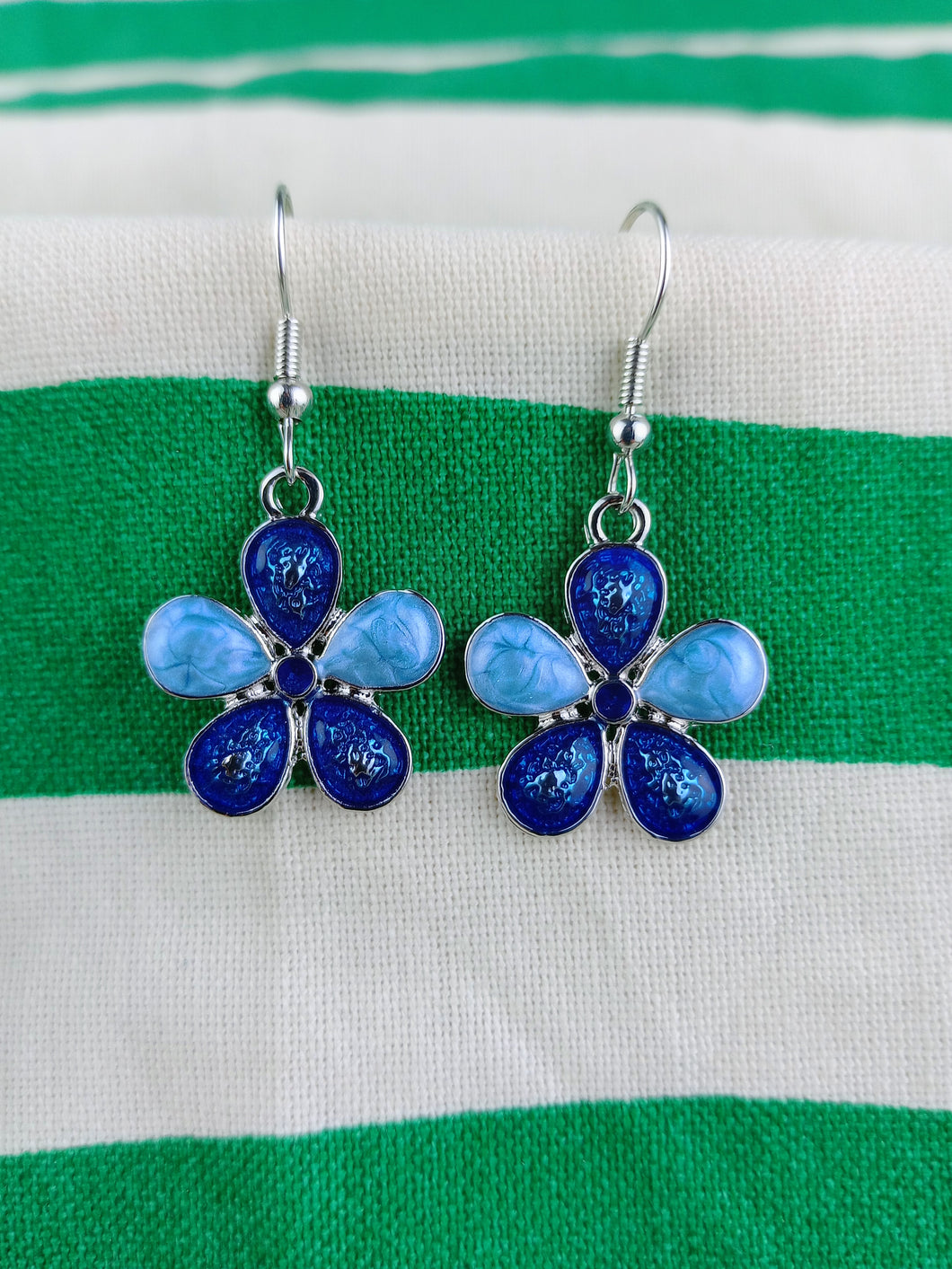 Pendientes Flores Azules Esmaltadas