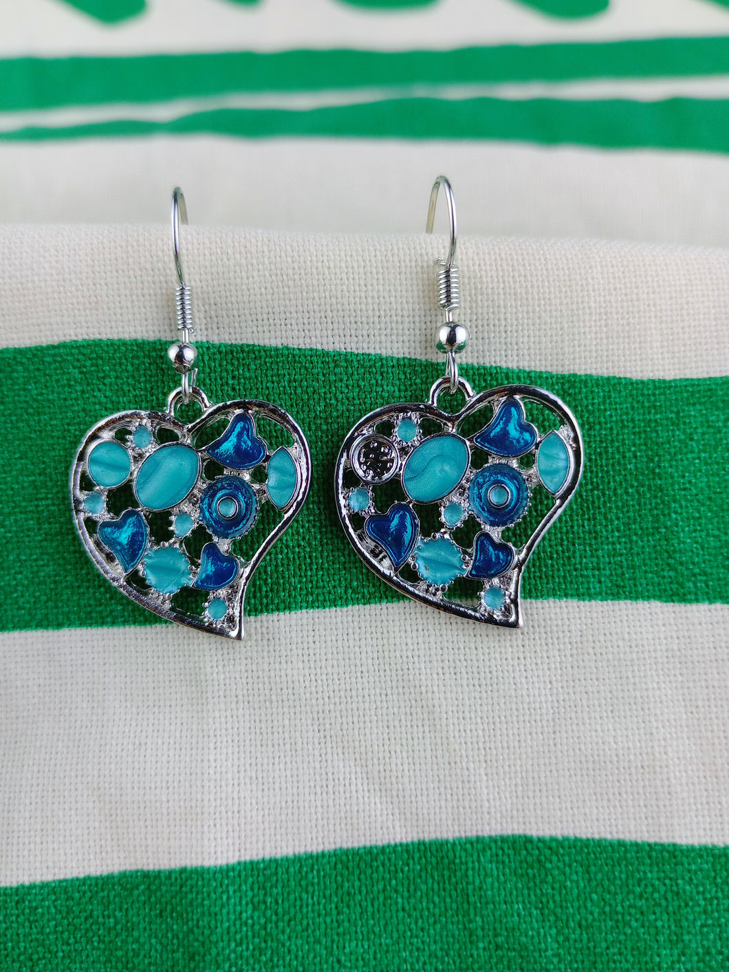 Pendientes Corazones Esmaltados Verdes