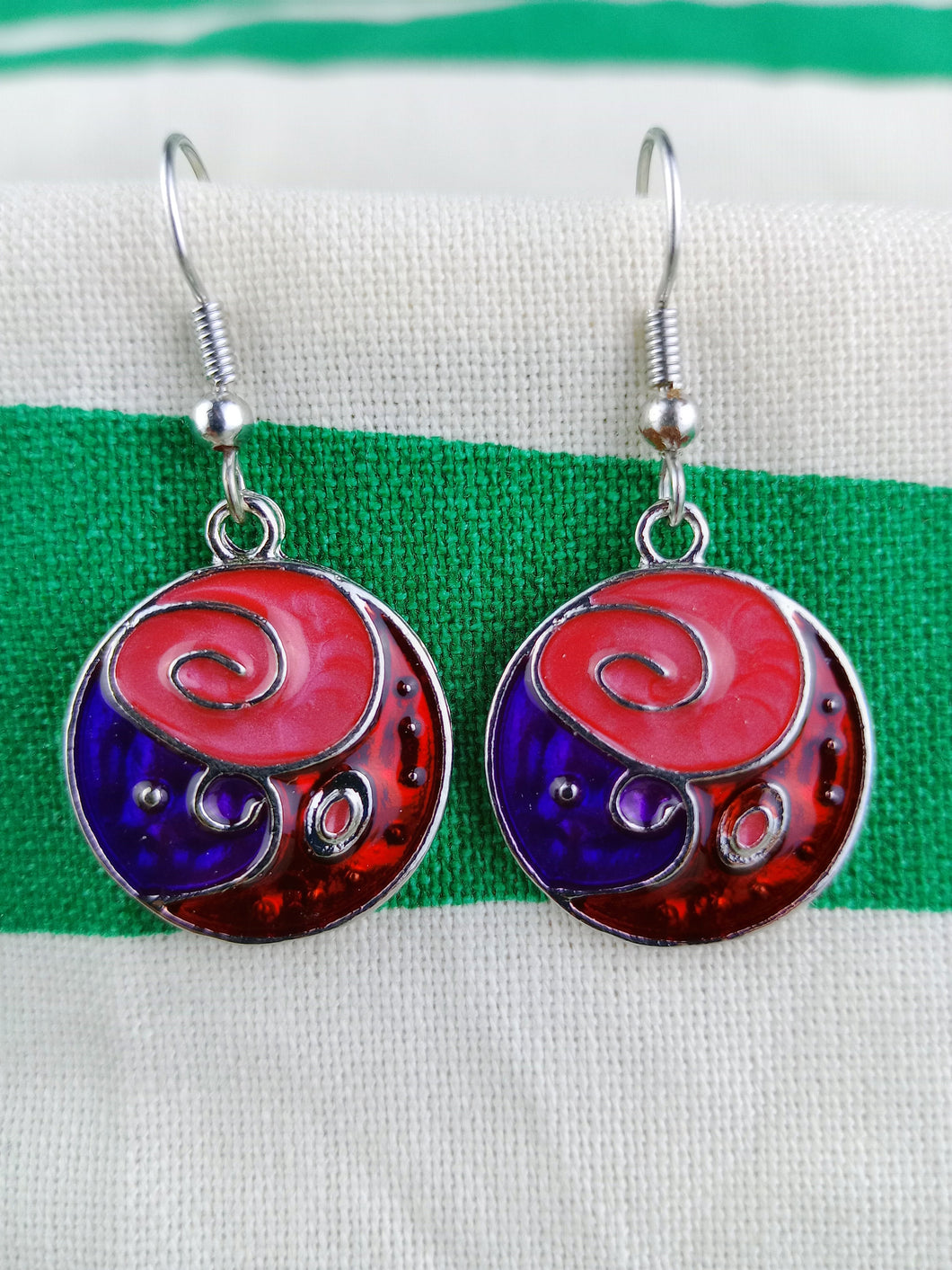 Pendientes Gaudi Circulo Tricolor Rojo/Morado