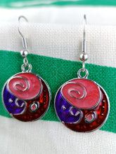 Cargar imagen en el visor de la galería, Pendientes Gaudi Circulo Tricolor Rojo/Morado
