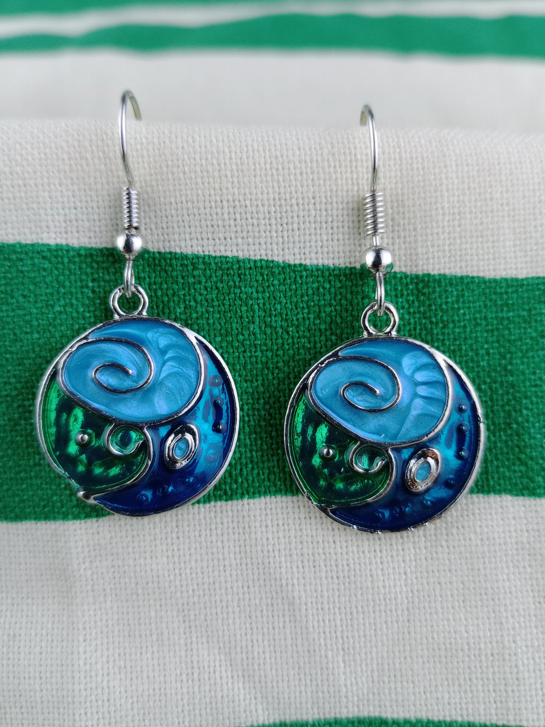 Pendientes Gaudi Circulo Tricolor Tonos Frios