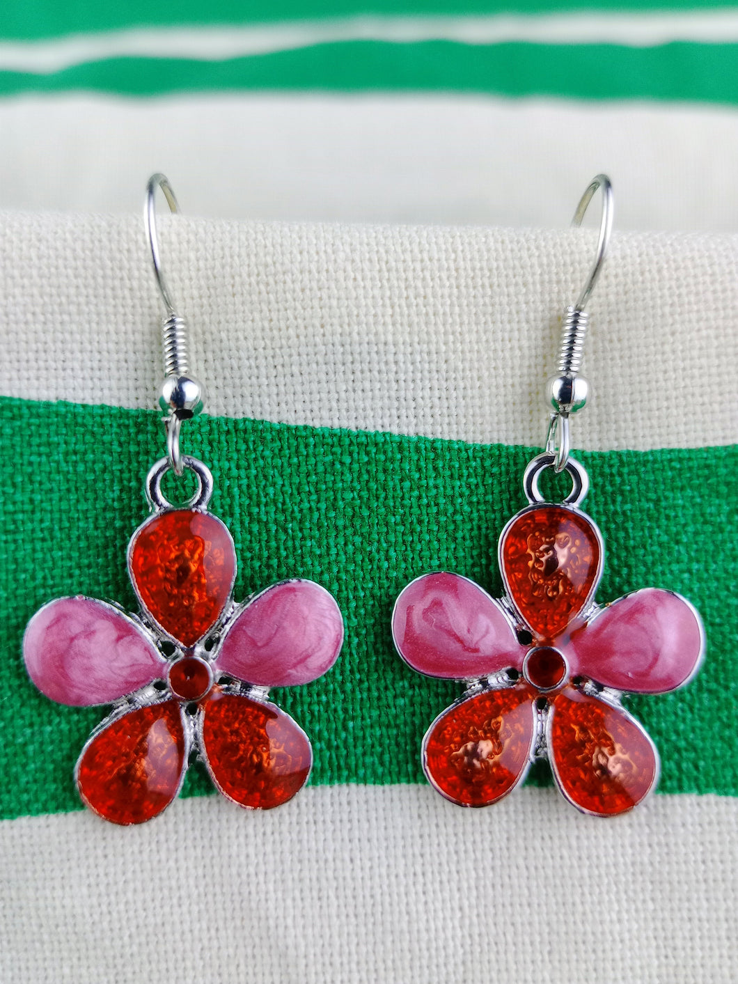 Pendientes Flores Rojas Esmaltadas