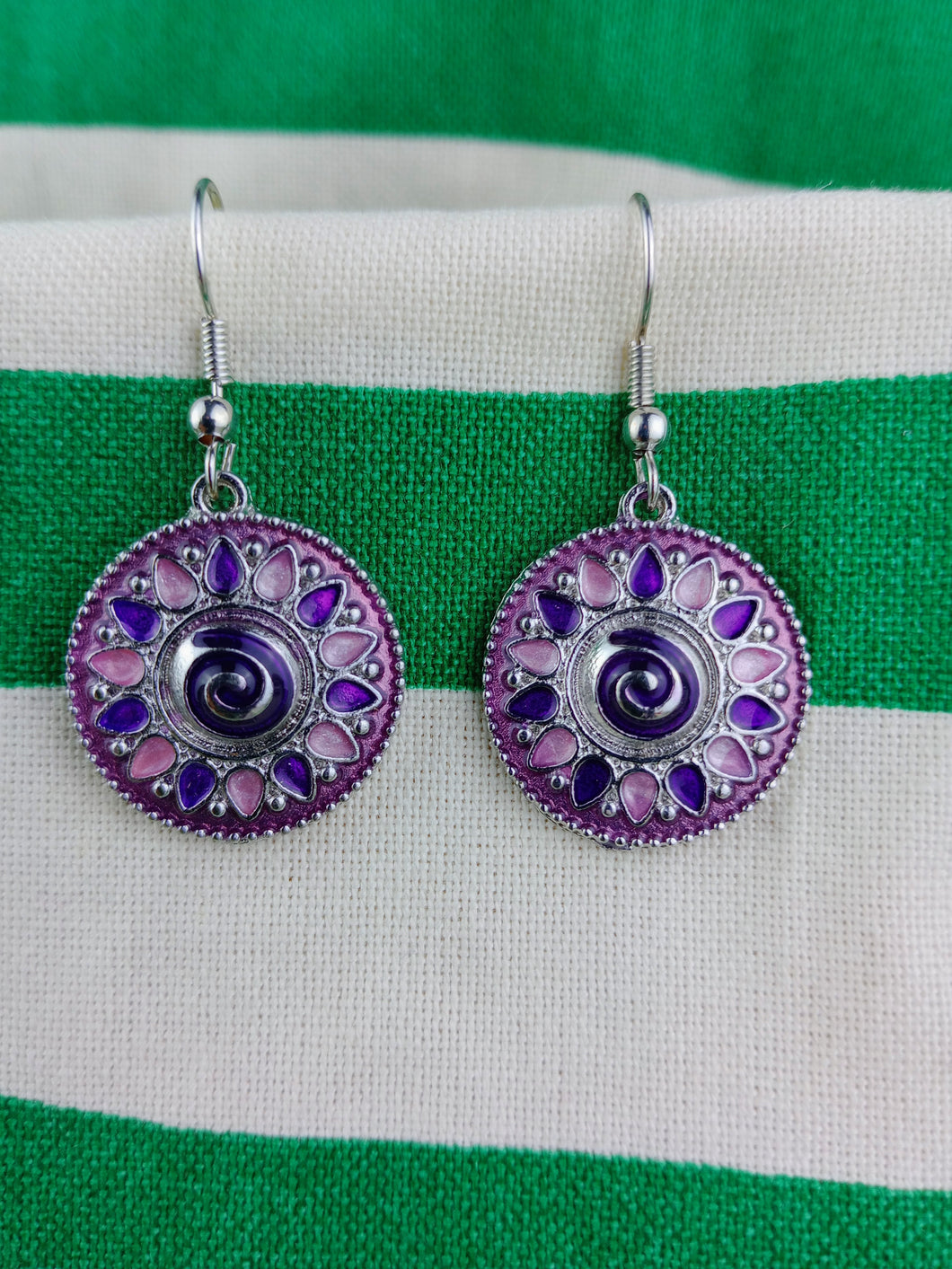 Pendientes Gaudi Mandala Espiral Morada