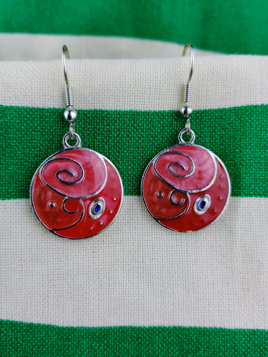 Pendientes Gaudi Circulo Rojos Tricolor