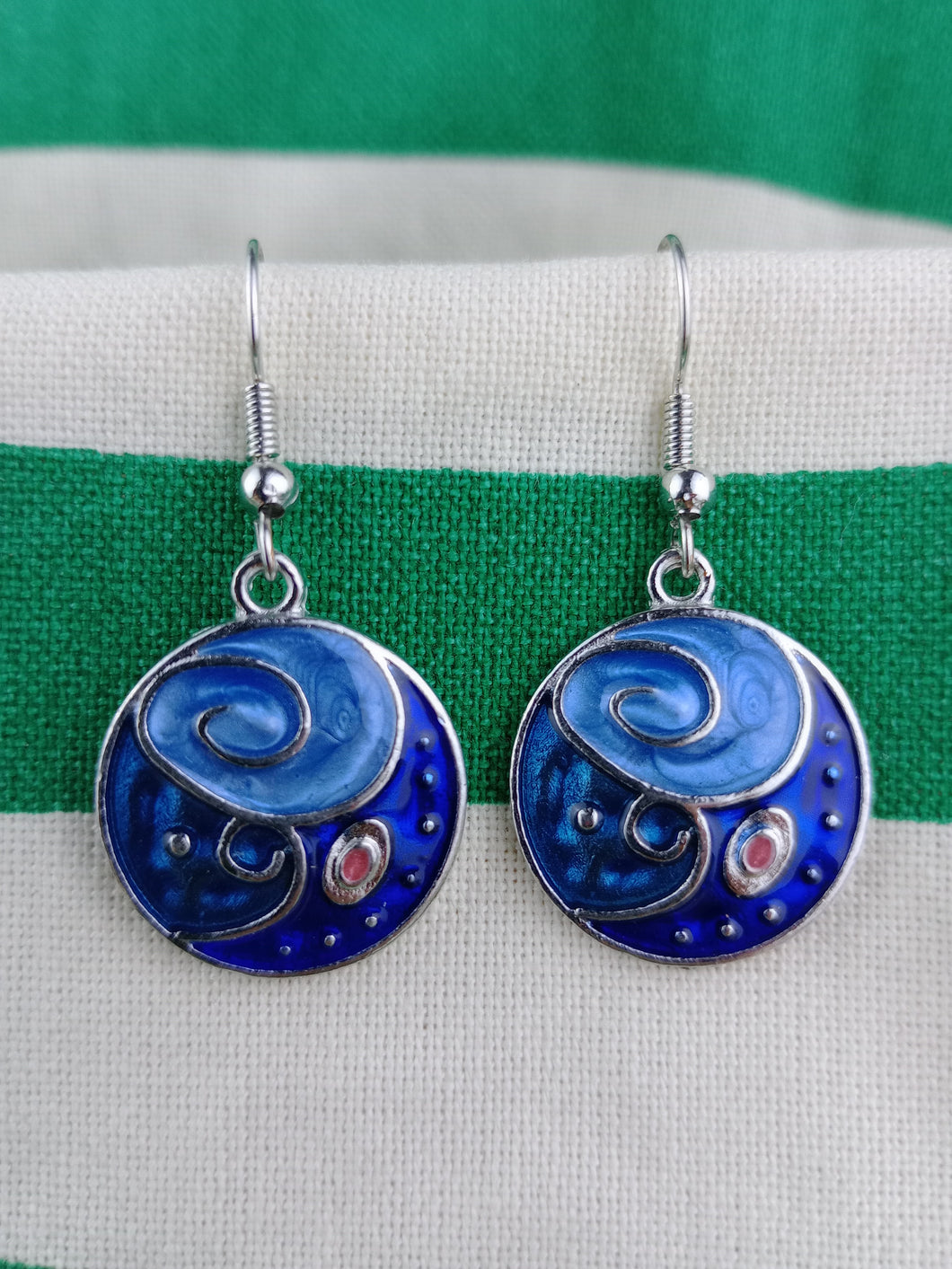 Pendientes Gaudi Circulo Azules Tricolor