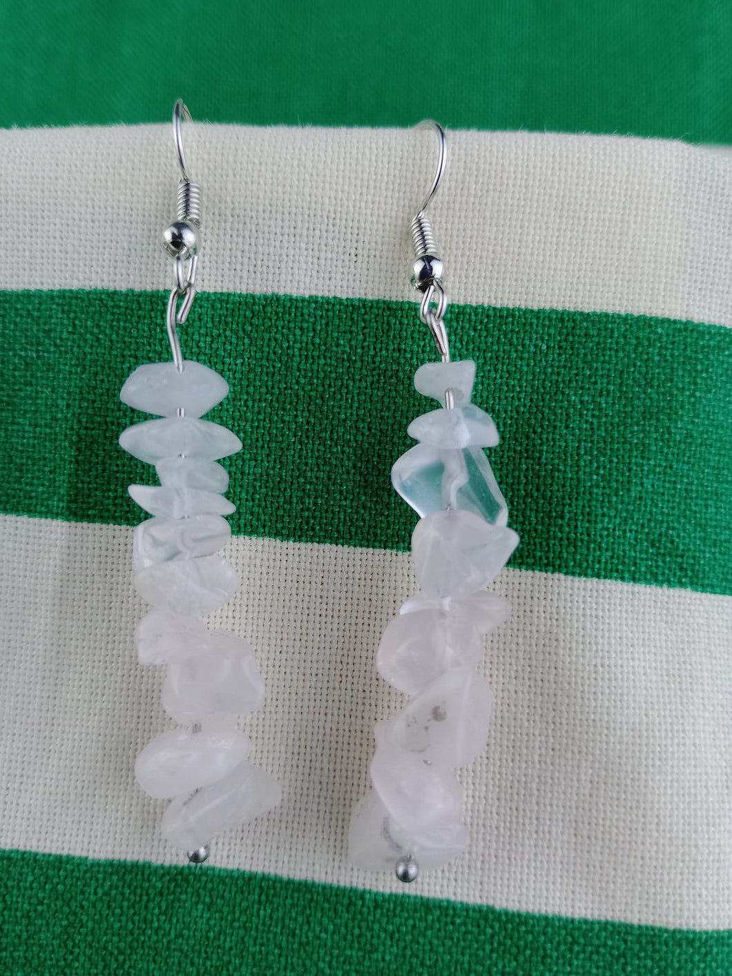 Pendientes Cuarzo Rosa Chips