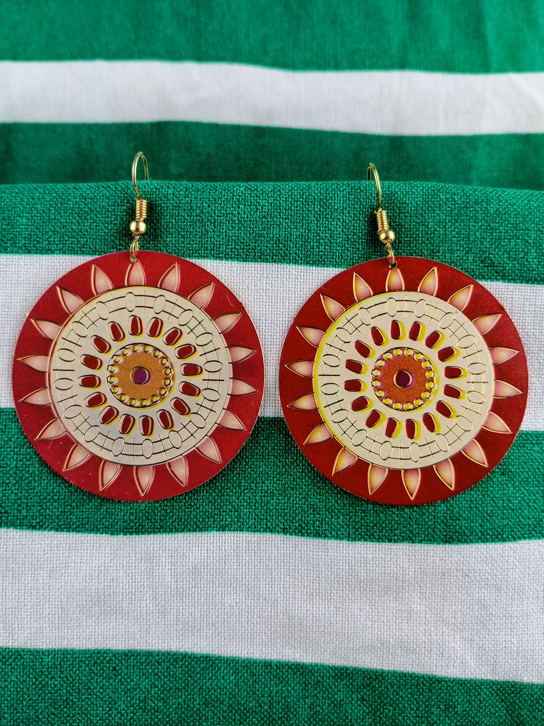 Pendientes Mandala Rojo (Muy ligeros)