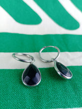 Cargar imagen en el visor de la galería, Pendientes Obsidiana Aro de Acero inoxidable
