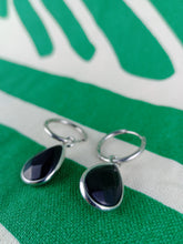 Cargar imagen en el visor de la galería, Pendientes Obsidiana Aro de Acero inoxidable
