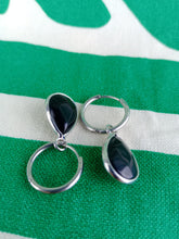 Cargar imagen en el visor de la galería, Pendientes Obsidiana Aro de Acero inoxidable
