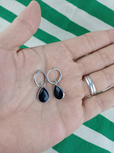 Cargar imagen en el visor de la galería, Pendientes Obsidiana Aro de Acero inoxidable
