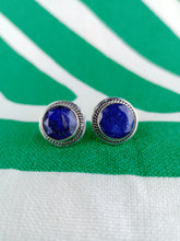 Cargar imagen en el visor de la galería, Pendientes Pin Zafiro Plata Mod 1
