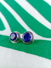 Cargar imagen en el visor de la galería, Pendientes Pin Zafiro Plata Mod 1
