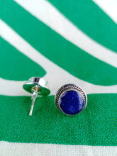 Cargar imagen en el visor de la galería, Pendientes Pin Zafiro Plata Mod 1
