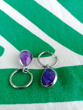 Cargar imagen en el visor de la galería, Pendientes Amatista Aro de Acero inoxidable Mod 1

