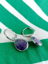 Cargar imagen en el visor de la galería, Pendientes Amatista Aro de Acero inoxidable Mod 2
