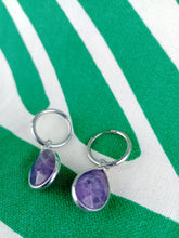 Cargar imagen en el visor de la galería, Pendientes Amatista Aro de Acero inoxidable Mod 2
