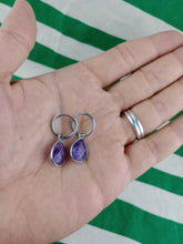 Cargar imagen en el visor de la galería, Pendientes Amatista Aro de Acero inoxidable Mod 2
