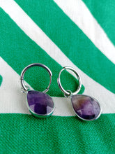 Cargar imagen en el visor de la galería, Pendientes Amatista Aro de Acero inoxidable Mod 3

