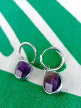 Cargar imagen en el visor de la galería, Pendientes Amatista Aro de Acero inoxidable Mod 3
