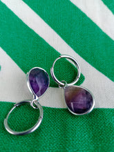 Cargar imagen en el visor de la galería, Pendientes Amatista Aro de Acero inoxidable Mod 3
