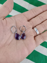 Cargar imagen en el visor de la galería, Pendientes Amatista Aro de Acero inoxidable Mod 3
